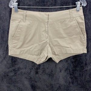 J Crew Womens Sz 2 Neutral Khaki Beige 100% Cotton Chino Broken In Shorts